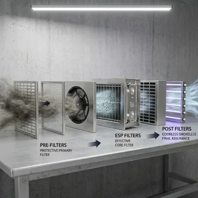 Electrostatic Barbecue Smoke Filter Industrial Esp Mist Filter Electrostatic Pm 2.5 Filter Kitchen Cooking Smoke Filters