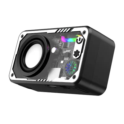 Transparent Cyberpunk BT Speaker V1 5W RGB Light TF Card Support 500mAh Battery for Desktop Gaming and On-the-Go Audio Use