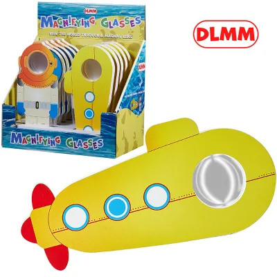 Classic Toy Hand Held Colorful Toy Submarine Shape Magnifier Portable Mini Wooden Lens Magnifying Glass for Kids