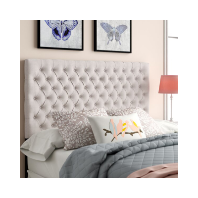 China Beige Color Wood Queen Padded Panel Bed Frame Headboard