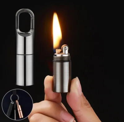 All-metal Classic Portable Kerosene Lighter Flint-wheel Open-flame Creative Multi-function Keychain Refillable Cigarette Use