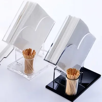 New Clear Acrylic Tissue Box Holder Desktop Vertical Napkin Holder for Hotel Restaurant
