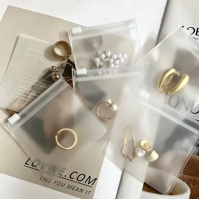 Wholesale Jewelry Packaging Zipper Bag Earrings Necklace Jewelry Storage Transparent PVC Seal Pocket with Zipper