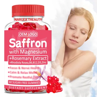 OEM Saffron Ashwagandha Gummy Immune Sleep Support Saffron Extract Sugar Free Gummies Vitamin B6 B12 Saffron Gummies