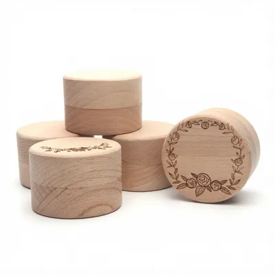 New Personalized Round Wooden Jewelry Packaging Box for Wedding Rings