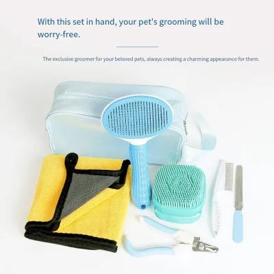7-in-1 Premium Self-Cleaning Pet Grooming Kit High Quality Dematting Hair Comb Set for Small Dogs Customizable Size