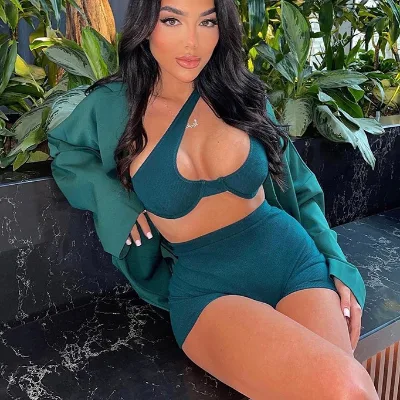 New Arrivals Summer Short Sets Women Trend Woman Crop Top and Shorts Sexy One Shoulder 2/Two Piece Shorts Set