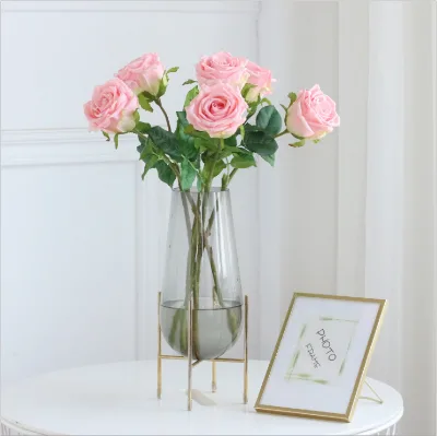 Real Touch Rose Flower Artificial Silk Flowers Rose Home Decoration Natural Easter Products Box and Carton Easter Dried Palm R-7