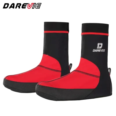 Darevie Custom Red Black Hard Wearing Bicycle Overshoes Cycling Cover Overshoes Road Bike Shoes Covers