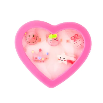 Princess Style Pink Girls Rings Different Shape Rings for Children New Hot Sales Girls Ring Set Gift