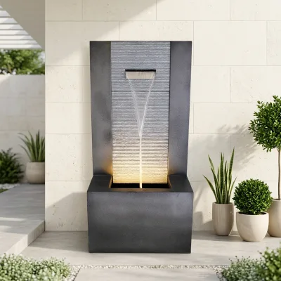 Contemporary Metal Patio LED Bollard Lamp Waterproof Weather Resistant Freestanding Natural Finish for Outdoor/Indoor Use Garden