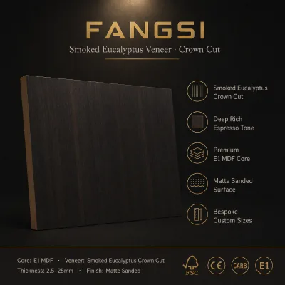 Smoked Eucalyptus Veneer Crown Cut on MDF
