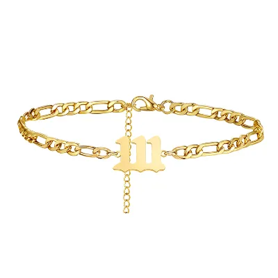 Custom Digital Stainless Steel Anklet for Girls 18K Gold Plated Gift for Europe and United States