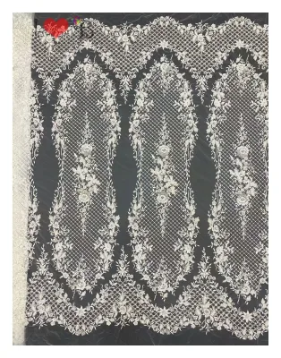 Luxury French Beads Sequins Fabric Bridal White Embroidery Pearl Lace Weddings Tulle Dress Beaded Lace Sequin Fabric