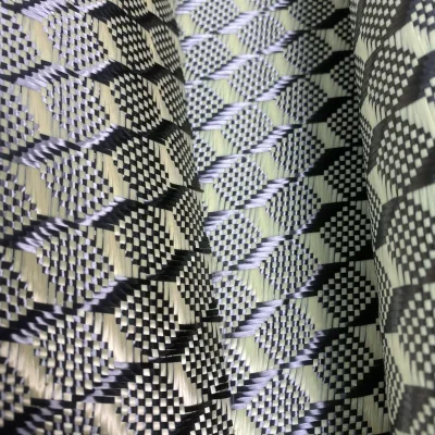 High Strength Lightweight Material for Automotive Motorcycle Marine Applications 3D Solid Cube Yellow Carbon Fiber Fabric