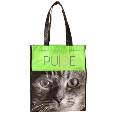 Wholesale Custom Promotional RPET Shopping Bags Beautiful Lamination Packaging Recycled Bottle Fabric Cheap Handled Bags
