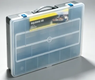 14.5 Inch Flat Type Hardware Tool Storage Box Transparent Multi Grid Plastic Tool Parts Organizer for Auto Repair Workshop