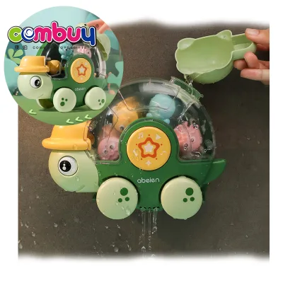 Electric Pressing Music Sliding Water Wheel Rotating Eyes Baby Turtle Bath Toy