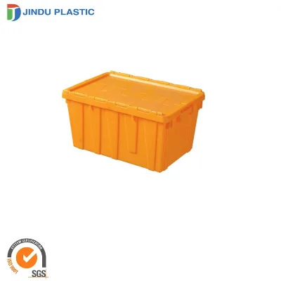 JINDU High Quality Plastic Turnover Vegetable Transport Crate with Cover Solid Box Non-Foldable Zhejiang Origin Model 604032