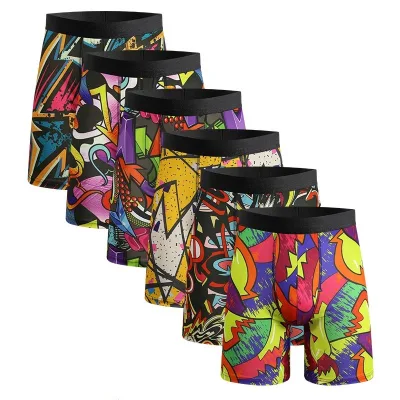 Random 3 Pieces Set Men Shorts Printed Boxer Shorts Fitness Compression Men Boxers