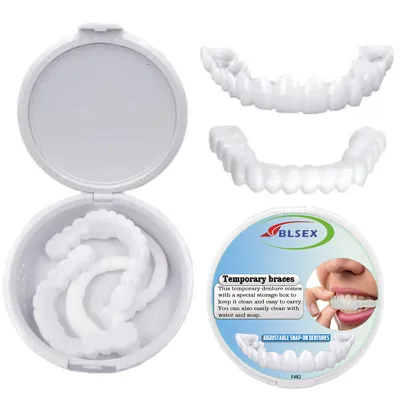 New Product Upper and Lower Teeth Simulated Silicone Non-porous White ISO Certified Braces Dentures Decoration Temporary Braces
