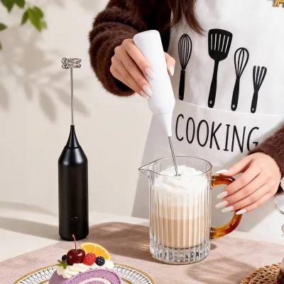 Cross-border Battery-Powered Electric Milk Frother Stainless Steel Handheld Whisk for Coffee and Baking