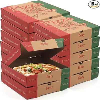 Hot Sell Disposable 7-18 Inch Custom Eco-friendly Kraft Paper Pizza Boxes for Food Takeaway