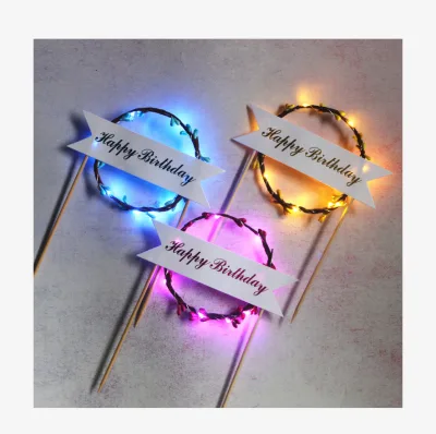 New Colorful Cake Decoration Led Cake Topper for Birthday Valentines Wedding Party Decoration