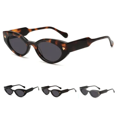 New European and American Fashion Small Frame Trendy Personalized Cat Eye Sunglasses Wide Eyeglasses Acetate Sunglasses