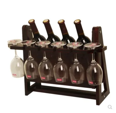 Storage Wooden Wine Rack 4 Bottles of Solid Wood Wine Rack Solid Wood Wine Rack Hanging Glasses