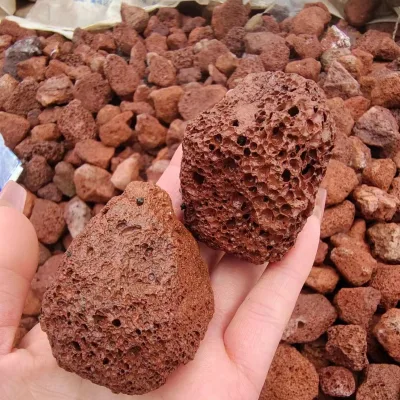 Natural Tumbled Surface Red/Black Eco-friendly Floating Stone Volcanic Rock for Aquarium Garden Landscape 25kg Bags
