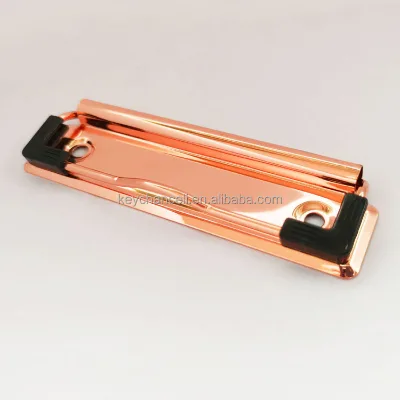 Guangdong Supplier Custom logo 100mm Rose Gold Clip Board Metal Clipboard Clip for File Folder