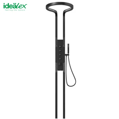 Idealex Luxury Stainless Steel Bathroom Panel High-Pressure Top Spray Rainfall Shower Soft Jet Pattern Waterfall Massage Gun