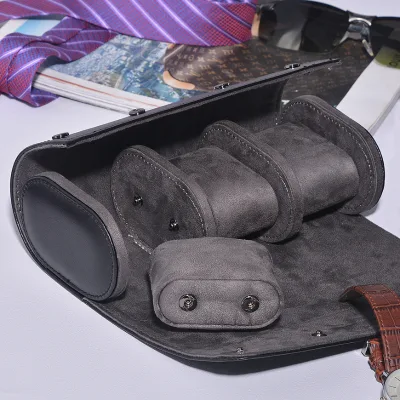 Protective Leather Watch Roll for 3 Watches Travel Italy Saffiano Design