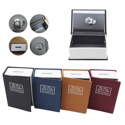 Home Office Hidden Book Safe Cabinet Realistic Dictionary Design Metal Inner Storage Box With Key