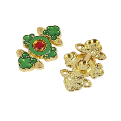 Sustainable Chinese Style Metal Buttons Alloy Buckle Handle Shank Decoration Lace Electroplating Technology Coat Decorations