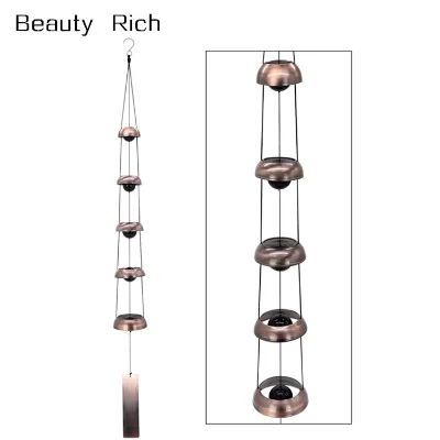 Bell Wind Chimes , Temple Wind Bell, Red Copper Wind Chimes with 5 Bells, Feng Shui Wind Chime for Home Yard Outdoor Decoration,