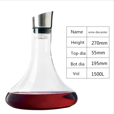 2025 Hand Made Luxury Wine Decanter Red Wine Decanter with Metal Stopper