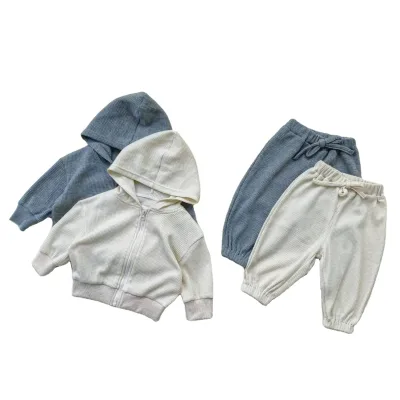 Factory Price Toddler Baby Boy Clothes 2pcs Fall Outfits Long Sleeve Solid Sweatshirt T-Shirt Top Hoddie Baby Clothing Sets