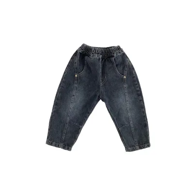 New 2022 Kids Fashion Solid Jeans Long Trousers Pants Boys Classic Denim Pants Baby Jeans Autumn Winter Clothing for 1-7 Years
