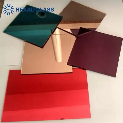 Modern Decorative Waterproof Bathroom Mirror Beveled Edges 4mm Clear Painted Glass Silver/Grey/Bronze Colors Hollow Structure