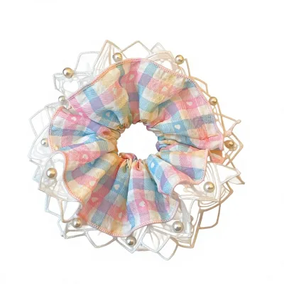 Rainbow Gummy-style Macaron-colored Korean-style Extra-large Sweet Fabric Scrunchie Girly Princess-like French-gentle Handmade