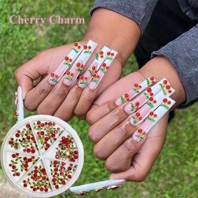 Custom Box Bear Metal Nail Kawaii Charms Zircon Luxury Brand Name Designer Logo Nail Art Rhinestone Decoration 3D Nail Charms