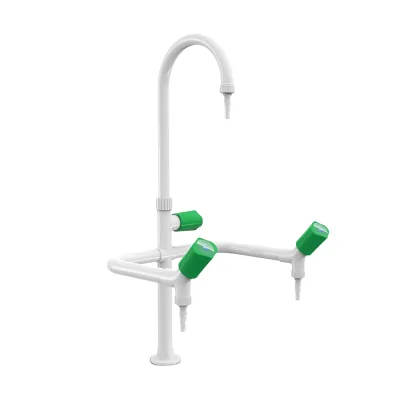 Premium Pedestal Mounted Sturdy Chrome Plated Brass Sleek Contemporary Triple Outlet Tap for School Hospital Science Lab