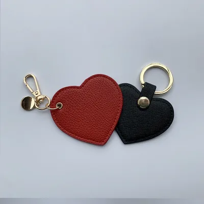 Custom Design Heart Shape Pink Leather Keychain Holder Wristlet