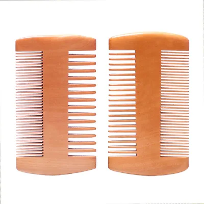 2 Sided Beard Comb Natural Wooden Moustaches Combs Dual Action Teeth Beard Comb Wholesale