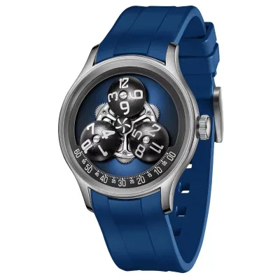 Luxury Sapphire Crystal Men's Automatic Watch with Blue Rubber Strap Luminous Pointer Display