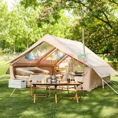 Pump 2-4 Person Blow up Stove Jack 4 Season Waterproof Large Pop-up Inflatable Camping Tent With Bed