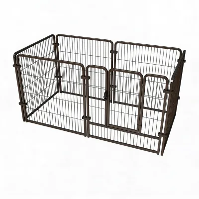 6-Panel Foldable Pet Playpen, Configurable Metal Dog Exercise Pen with Locking Gate