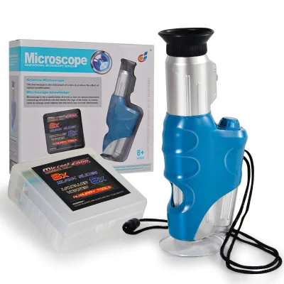 Children's Outdoor Adventure 20-60x Hand-Held Microscope Portable Kids Science Experiment Magnifier Toy with LED Light